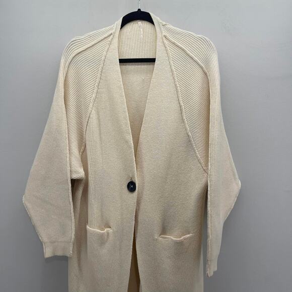 Free People Irreplaceable Cardigan Sweater Womens XS Ivory‎ Long Single Button - Picture 3 of 9